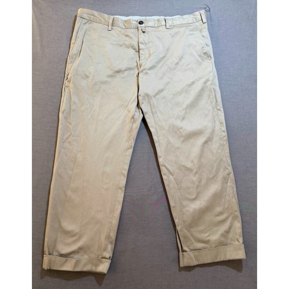 Faconnable Pants Mens 56 Beige‎ Canvas Straight Fit Pocketed Men 38X26 - Picture 1 of 12